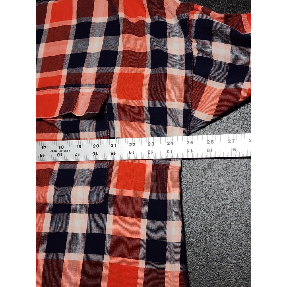 Old Navy Plaid Flannel Boyfriend‎ Shirt XL Tall Red Blue - Picture 5 of 9
